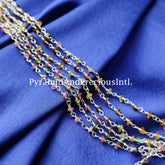 Natural Multi Tourmaline Gemstone Rosary Chain, 2.5-3mm Beads Chain, Silver Plated Wire Wrapped Beaded Chain – SELLING BY FOOT